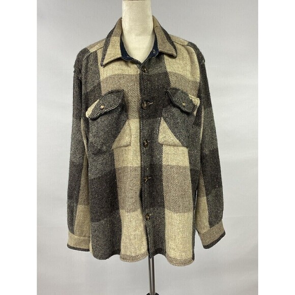 Structure Expedition Gear Shacket Plaid Shirt Medium Button Down Pockets Neutral - Picture 1 of 9